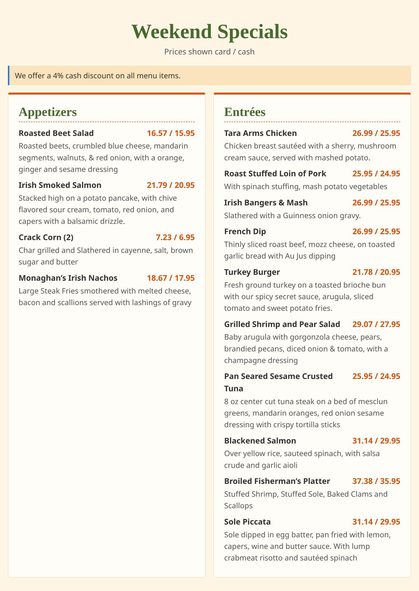 Weekend specials